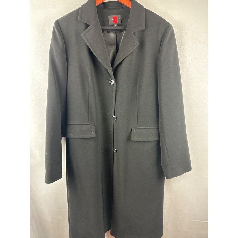 Gallery Womens Black Mid-Length Coat M